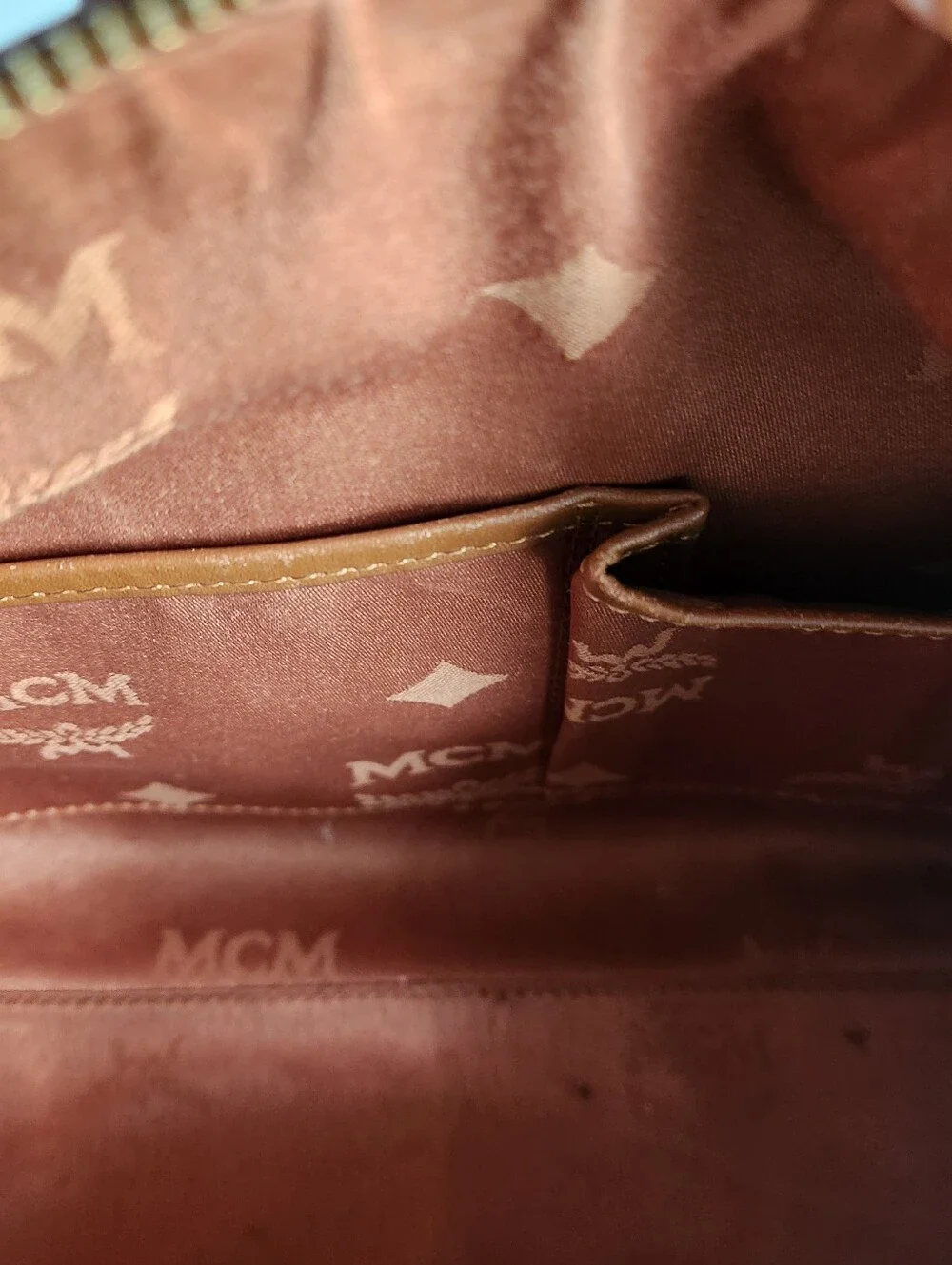 MCM Cognac Monogram Boston satchel 6 pc set EUC